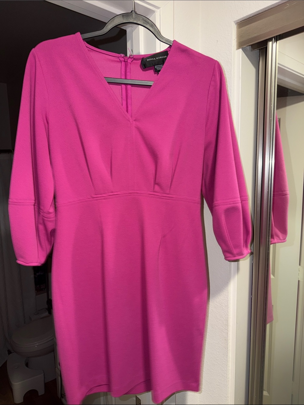 Donna Morgan Fuchsia V-Neck Sheath Dress